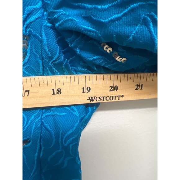 Vintage Magali Collection Womens Silk Blue  Embroidered & Sequined Jacket Size 1 - Picture 8 of 8